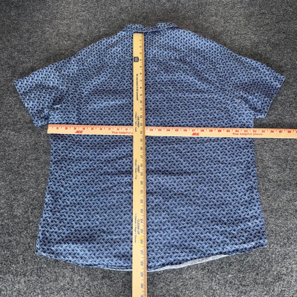 UNTUCKIT Linen Shirt Mens XL Blue Geometric Slim Short Sleeve Button Up Casual - Picture 4 of 7